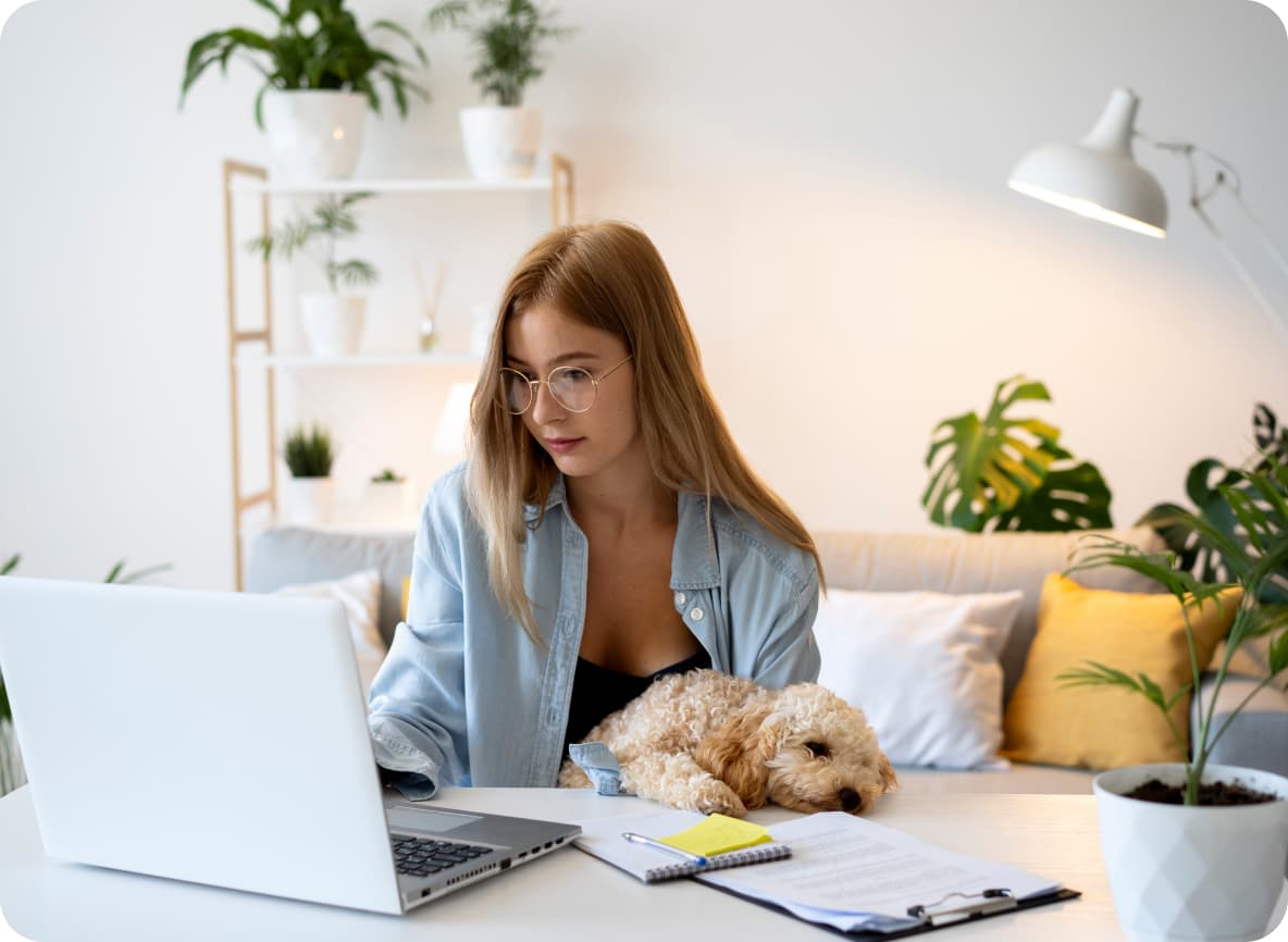 Freelancer working from home on a laptop