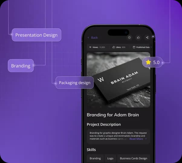 Verified portfolios with client reviews